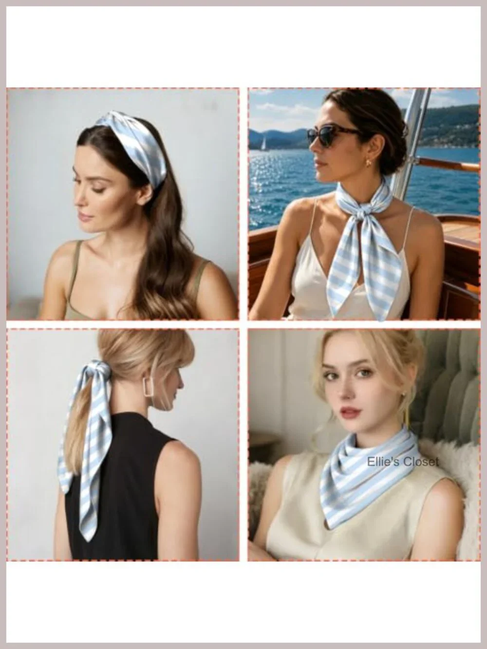 Silk Feeling Square Satin Headscarf Hair Wrap Bandana Trendy Aesthetic